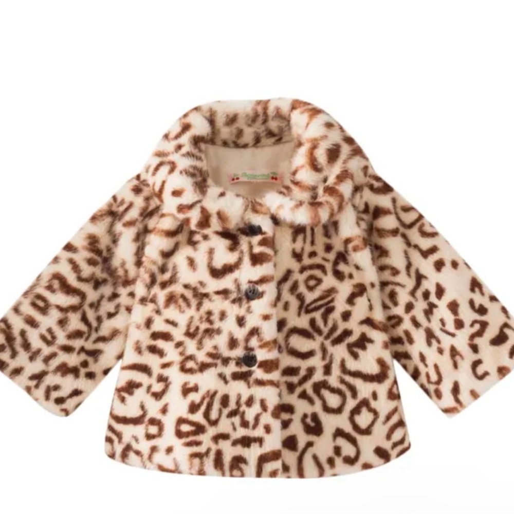 BONPOINT Soft Eco Fur Leopard Print Coat